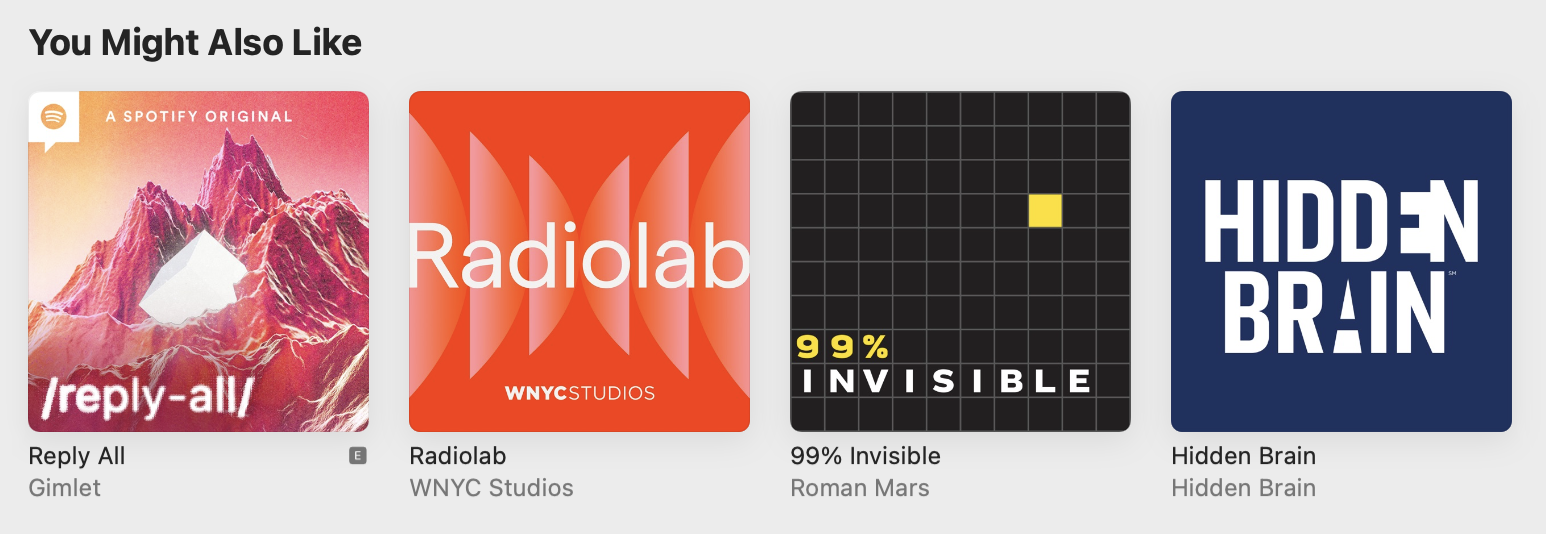 Apple Podcasts show recommendations based on Science Vs.